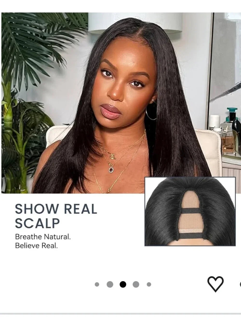 Sleek Long Straight Half Wig with V-Layer in Black